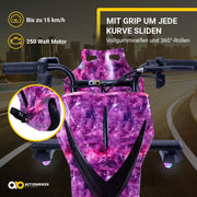 Actionbikes Motors Patinete Eléctrico Infantil para Derrapes | Motor de 𝟐𝟓𝟎 W - Carrito de Derrape 360° - 3 Niveles de Velocidad - Iluminación LED - Asiento Ajustable - Bluetooth - Kart de Derrape - Coche de Derrape (Space Purple)