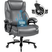 Silla de oficina ejecutiva Bossin para personas grandes y altas, silla ergonómica de 500 libras con soporte lumbar ajustable, respaldo alto y piel sintética para computadora