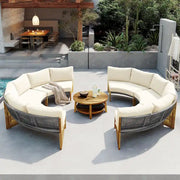 Conjunto de muebles de exterior para 6 personas con cojines y 1 mesa de centro