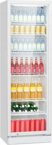 Frigorífico Bomann con puerta de cristal | Nevera para bebidas con cerradura | 6 estantes ajustables en altura | 30 kg por estante | 347 litros | Frigorífico grande | Nevera para botellas con luz LED | KSG 7351 negro