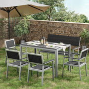 Mesa de jardín Amopatio resistente a la intemperie 110×70 cm, mesa de balcón de WPC y aluminio, mesa de terraza rectangular resistente a los rayos UV, muebles de jardín para exterior, mesa de comedor moderna gris-negro