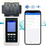 Analizador de agua para piscina 2.0, kit de 27 parámetros, Wi-Fi, Bluetooth, aplicación, medidor para piscina, spa y jacuzzi, incl. maletín y compensador de nivel de agua