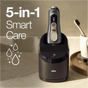 Afeitadora Braun Series 9 Pro Premium para hombre, ganadora del test de Stiftung Warentest, cabezal de afeitado 4+1, afeitadora eléctrica y recortadora, estación de limpieza, 60 min de autonomía, 9465cc, metal noble
