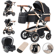Cochecito 3 en 1 Gcarebb, silla de paseo con portabebés, cochecito completo con altura ajustable, cochecito combinado con marco de aluminio para recién nacidos de 0 a 4 años