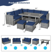 Conjunto de comedor de ratán para patio de 7 piezas Costway, sofá seccional y otomana - Ver detalles