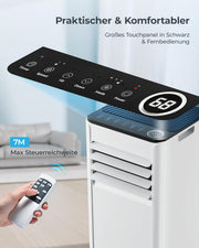 Aire acondicionado portátil 9000 BTU con tubo de escape | Aire acondicionado móvil 4 en 1 | Funcionamiento silencioso