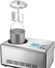 Máquina de helados Unold 48876 Nobile - acero inoxidable, 180 vatios, 2 litros, compresor de autorrefrigeración totalmente automático, pantalla LCD