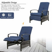 Sillón reclinable ajustable para patio con cojín - 38 (profundidad) x 26.5 (ancho) x 38.5 (alto) PULGADAS