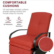 Sillón reclinable ajustable para patio con cojín - 38 (profundidad) x 26.5 (ancho) x 38.5 (alto) PULGADAS