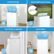 Aire acondicionado portátil Midea Silent Cool 26 Pro WF, 9000 BTU 2,6 kW, refrigeración, ventilación y deshumidificación, tamaño de habitación hasta 88 m³ (33 m²), control por APP/Alexa/Google Home/IFTTT, aire acondicionado móvil con tubo de escape