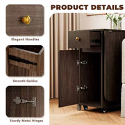 Mesa de comedor plegable ATJafurn de 59'' con alas abatibles para espacios pequeños, mesa de cocina extensible de madera rectangular con ruedas y almacenamiento