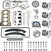 Flynsu Kit de reparación de motor Pistones STD + Kit de cadena de distribución + Juntas de culata de repuesto para A1 A3 1.4 1.6 TSI TFSI Motor: BMY CAV CAVA CTH