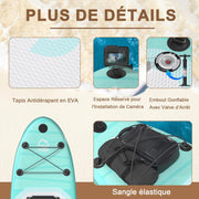 Tabla de Stand Up Paddle JUMMICO, 320 cm x 80 cm x 15 cm, tabla de SUP inflable, Stand Up Paddle 2 en 1 con asiento de kayak, protección ajustable contra rayones y accesorios, hasta 160 kg