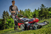Cortacésped a batería Einhell GE-CM 36/47 S HW Li Kit Power X-Change (36 V, 47 cm de ancho de corte, hasta 700 m², sin escobillas, tracción a las ruedas, saco de recogida de 75 L, incl. 4x 4,0 Ah + 2x cargador doble)