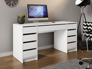 Mirjan24 Escritorio Ada Bis, 9 cajones, escritorio para estudiantes, mesa de ordenador, An:Al:Pr 154x76x55 cm, escritorio infantil, mesa de trabajo, mesa de PC, habitación juvenil, habitación infantil (blanco)