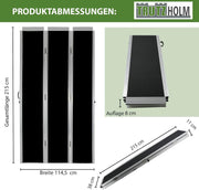 Rampa de carga de aluminio DREIBREIT by TRUTZHOLM, 215 cm, plegable en 2 secciones, capacidad de carga 1020 kg, revestimiento gris/negro, rampa de acceso