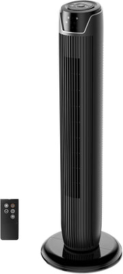 Ventilador de torre Midea FZ10-17JR silencioso con mando a distancia 92 cm, ventilador móvil, ventilador de columna, temporizador de 7 horas, 3 modos, 3 velocidades, ventilador de pie 45 W, negro