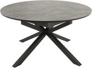 Mesa de jardín extensible DEGAMO Lyon, 140 cm redonda, extensible a 200 cm, aluminio antracita + ECP con aspecto de cerámica gris claro, para exteriores