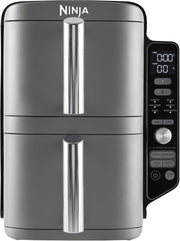 Freidora de aire NINJA Double Stack XL, freidora vertical de 2 cajones, 4 niveles de cocción, 2 cajones y 2 rejillas, diseño compacto, capacidad de 9,5L, 6 funciones de cocción, 8 raciones, gris SL400EU
