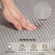 Sillón mecedora HOMCOM, butaca mecedora con tela de pana, reposabrazos, sillón acolchado con respaldo alto, patas de madera, sillón relax moderno para salón, dormitorio, hasta 120 kg, gris claro