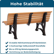 Banco de jardín Blome Helgoland - banco de jardín de 3 plazas para jardín, balcón, terraza, banco de parque con aspecto de madera, fabricado en Alemania