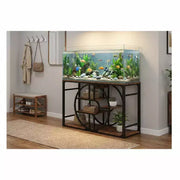 Soporte de metal para acuario de 55 a 75 galones, soporte resistente para pecera con armario de almacenamiento, soporte de varios niveles para pecera con patas reforzadas, adecuado