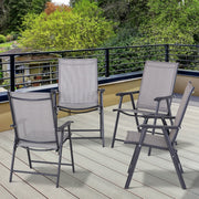 Juego de 4 sillas plegables para patio Outsunny con un diseño sencillo y elegante, cómodas para la terraza, el jardín, el patio y para viajar.