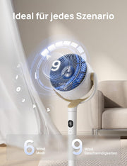 Ventilador de pie inteligente Dreo con luz RGB, oscilación de 120° + 120° con control remoto, ventilador de suelo silencioso de 20 dB para dormitorio, temporizador de 8 horas, plateado