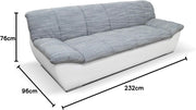 Colección DOMO. Sofá Splash, 3 plazas, sofá, conjunto de tapicería, 232 x 96 x 76 cm (ancho x fondo x alto), blanco-gris