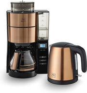 Melitta AromaFresh - Cafetera de filtro - con jarra de cristal - molinillo integrado - función de temporizador - 10 tazas - Negro puro