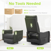 Sillón de masaje con función reclinable, sillón relax con calor y masaje, sillón de TV giratorio 360° para salón, mecedora con reposacabezas acolchado, 2 bolsillos laterales
