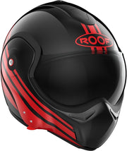 Casco ROOF Boxxer con doble homologación Jet/Integral - Color Sting Negro Rojo - Casco de gama alta en fibra de vidrio - Apertura secuencial con una mano - Oferta directa de fábrica - Garantía de 4 años