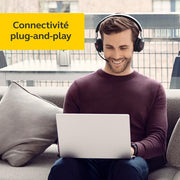Jabra Evolve2 65 Auriculares PC Inalámbricos con Base de Carga - Auriculares Certificados para Microsoft Teams con Batería de Larga Duración - Adaptador Bluetooth USB-C - Negro