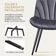 Juego de 6 sillas de comedor Yaheetech, sillas tapizadas con respaldo, para salón, cocina y comedor, asiento de terciopelo, con patas de metal, capacidad de carga de hasta 150 kg, gris oscuro