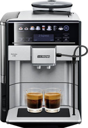 Cafetera superautomática SIEMENS EQ6 plus s700 TE657503DE, para una gran variedad de especialidades de café, boquilla para espuma de leche, molinillo de cerámica, función de doble taza, antical, limpieza automática por vapor, 1500 W, acero inoxidable