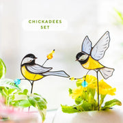 Pájaro de cristal rojo pintado a mano para arreglos de plantas y decoración del hogar