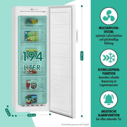 Congelador vertical Bomann No Frost de libre instalación, 194 litros de capacidad neta | No Frost: nunca más tendrá que descongelar - Función de congelación rápida y sistema MultiAirflow | Bisagra de puerta reversible | GS 7326.1