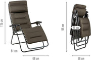Lafuma MOBILIER - Sillón relax multiposición Zero Gravity RSX Clip acolchado - Tumbona plegable para jardín e interior - Tejido AirComfort resistente - Versátil, máxima comodidad - Marrón topo