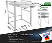 Estantería para lavadora QUICK STAR 74x65x111 cm con bandeja extraíble, color blanco, estante de pie, organizador de almacenamiento para secadora y baño
