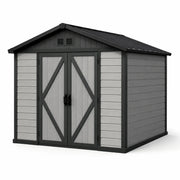 Caseta de jardín de plástico con puerta doble 300x250x225 cm en gris