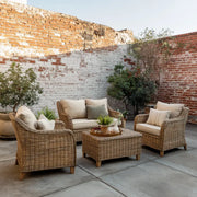 Set de sofás de patio de ratán sintético beige, 4 piezas (120x75x85 cm)