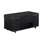 Mesa de centro elevable moderna multifuncional Zeus & Ruta con almacenamiento oculto, 4 taburetes y ruedas, perfecta para espacios modernos