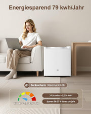 Mininevera WELLENT de 46 L - frigorífico pequeño sin congelador, puerta reversible, termostato de 7 niveles, funcionamiento silencioso (43 dB), ideal para dormitorios, oficinas y residencias de estudiantes