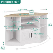 Mueble esquinero para TV estilo rústico, centro de entretenimiento y consola multimedia para televisores de hasta 55 pulgadas con toma de corriente