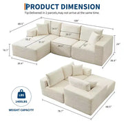 Sofá moderno de 108", sofá tapizado de 3 plazas en forma de L con cojines, sofá de asiento profundo, no requiere montaje