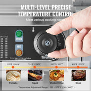 Plancha Eléctrica VEVOR 4400 W, Plancha Comercial, Placa de Cocción de Hierro y Acero Inoxidable, Temperatura Ajustable 50-300 °C, 2 Espátulas y 2 Cepillos, para Restaurante, Barbacoa y Snack-Bar