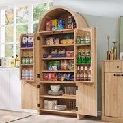 Despensa de cocina alta arqueada de 71", armario de almacenamiento moderno con 3 estantes ajustables, 6 estantes en la puerta, para cocina, sala de estar