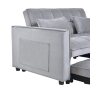 Sofá cama extraíble moderno, sofá cama 3 en 1 con respaldo ajustable, sofá biplaza de terciopelo, almohadas y bolsillos laterales