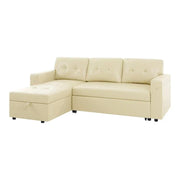 Sofá seccional reversible convertible con cama extraíble, chaise longue con almacenamiento oculto y patas duraderas
