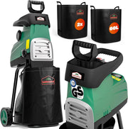 Trituradora de rodillo eléctrica DBHC002 3100 W hasta 44 mm de grosor de rama con 2 bolsas de recogida de 60 L
